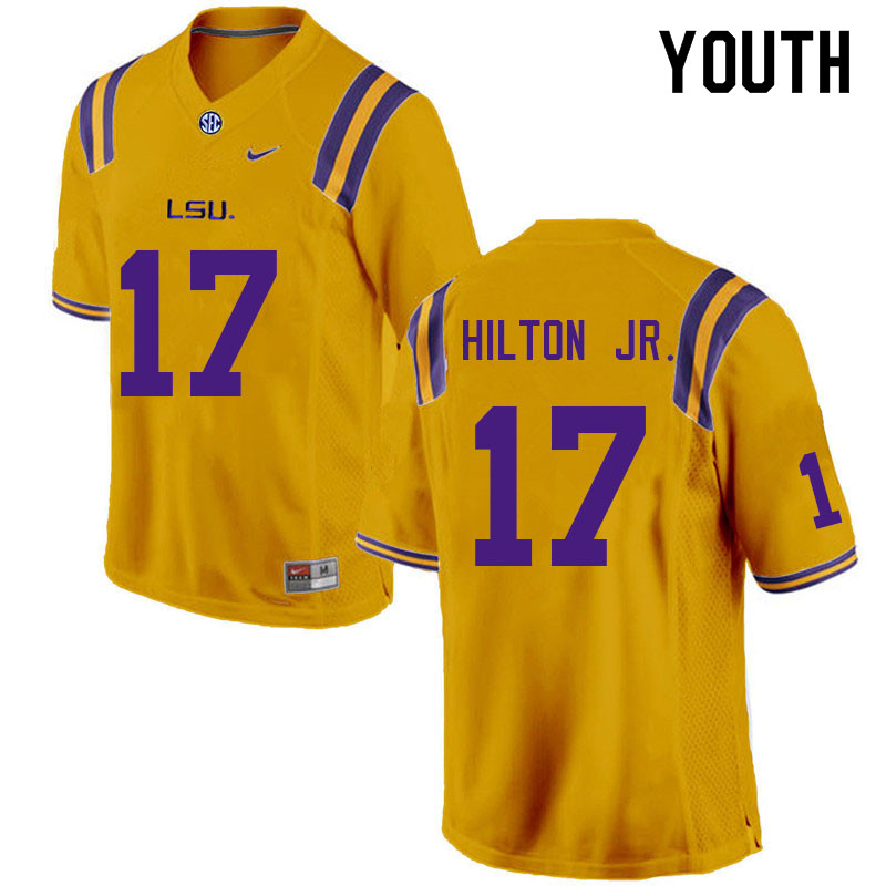 Youth #17 Chris Hilton Jr. LSU Tigers College Football Jerseys Sale-Gold